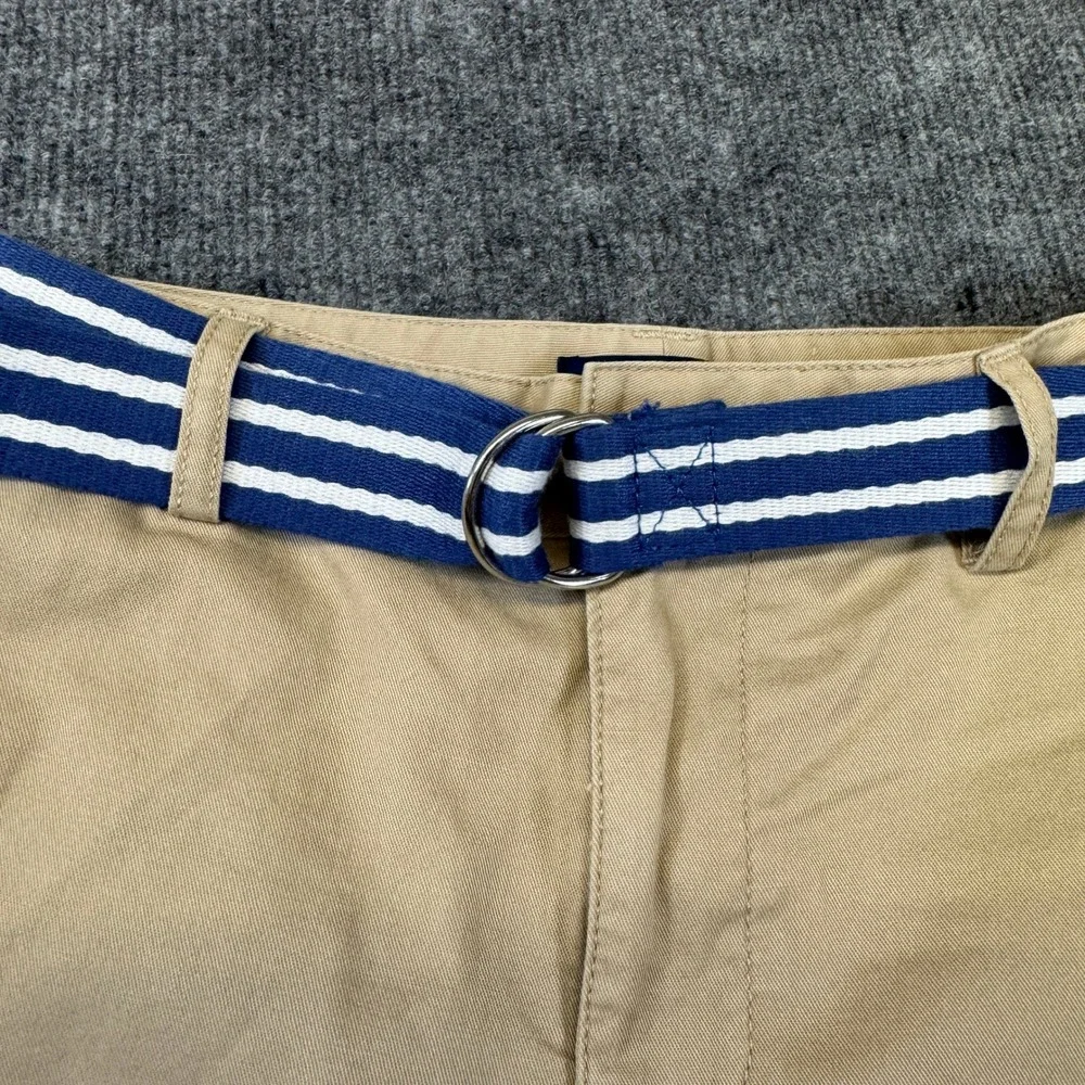 Polo Ralph Lauren Boys Khaki Chino Shorts Tan Belted Sz 14 Stretch Cotton Twill